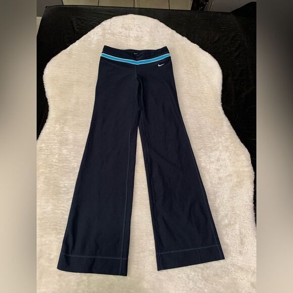 Nike Dri Fit Womens Wide Leg Blue Athletic XS Leggings - Picture 1 of 7